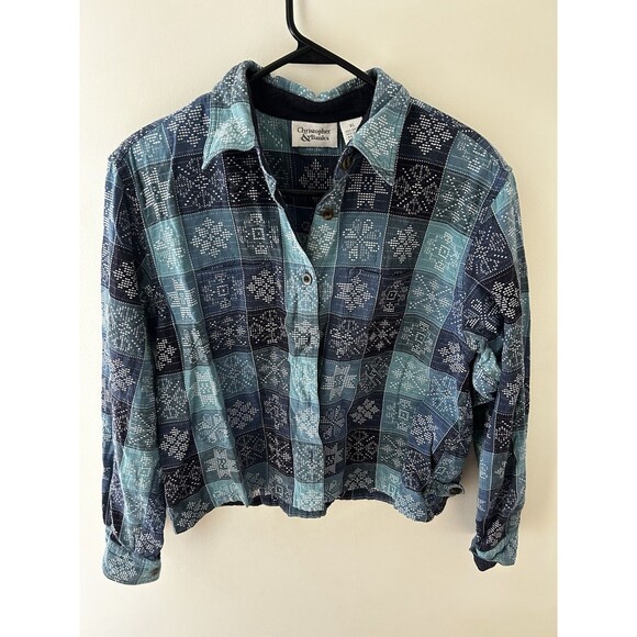 Christopher Banks Woman XL Quilted Patchwork Button Down Shacket Equestrian - Picture 1 of 5